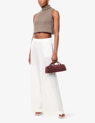 ALAIA: Crop Sleeveless Cotton-Blend Top