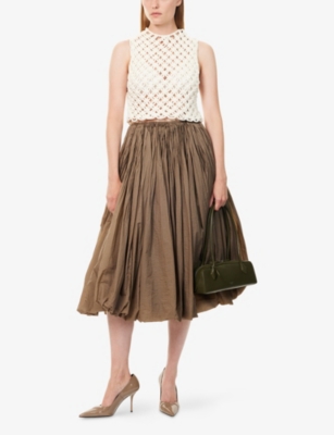 Alaïa Womens Tourterelle Bubble-hem Pleated Crepe-jersey Maxi Skirt In Gray