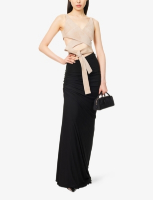 Alaïa Womens Alaia Wrap Crop Suede Top