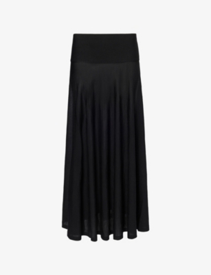 ALAIA: Semi-Sheer High-Rise Wool-Knit Midi Skirt