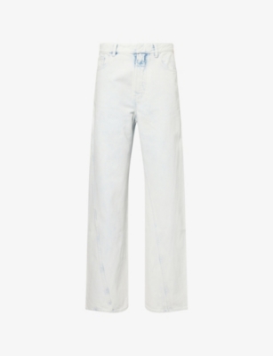 ALAIA: Twisted Straight-Leg Denim Jeans