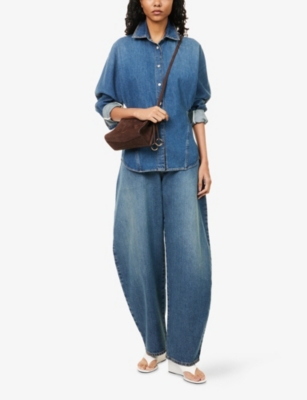 ALAIA: Barrel-Leg Round Denim Jeans