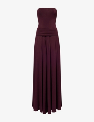 ALAIA: Strapless Flared Stretch-Woven Jumpsuit