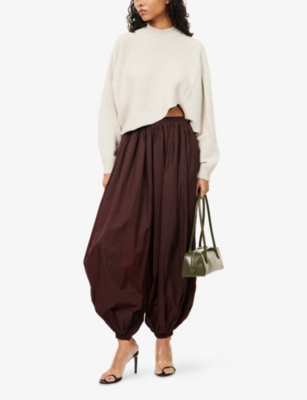 Alaïa Womens Beige Asymmetric Cropped Linen-and-cotton Knit Jumper In Beige