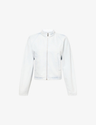 ALAIA: Round Faded-Wash Denim Jacket
