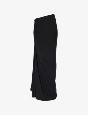 ALAIA: Ruched High-Waist Stretch-Woven Maxi Skirt