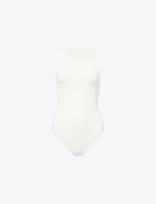 ALAIA: Ribbed Sleeveless Stretch-Woven Bodysuit