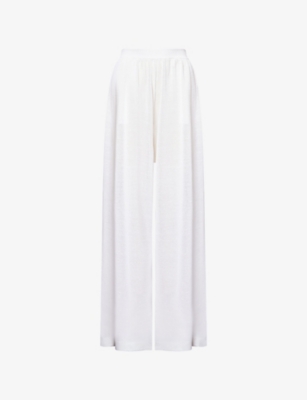 Alaïa Womens Blanc Fluid Wide-leg Linen And Silk Trousers In White