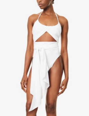 ALAIA: Halter-Neck Draped Swimsuit