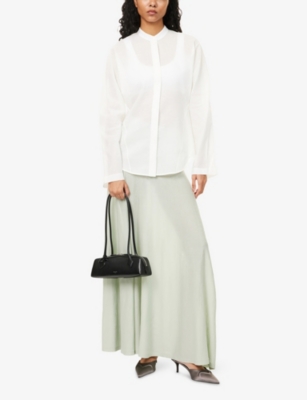 Alaïa Womens Vert Amande Fine-knit Wool Maxi Skirt In Green