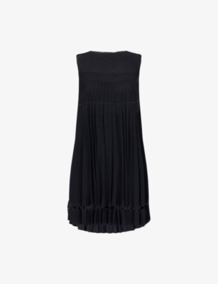 ALAIA: Pleats A-Line Knitted Mini Dress