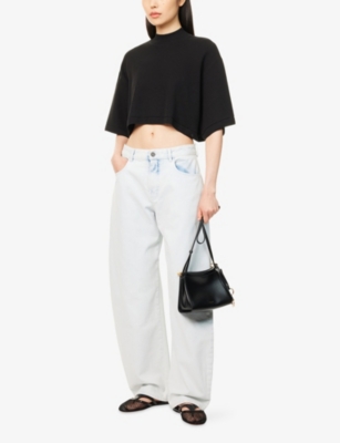 ALAIA: Crop High-Neck Cotton-Blend Top