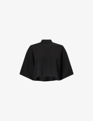 ALAIA: Crop High-Neck Cotton-Blend Top