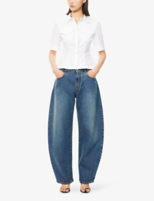 ALAIA: Short-Sleeve Tailored Cotton Shirt