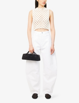 ALAIA: Square Crop Cotton-Blend Top