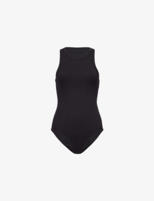 ALAIA: Ribbed Sleeveless Stretch-Woven Bodysuit