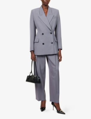 Alaïa Womens Acier Double-breasted Tailored Wool Jacket In Gray