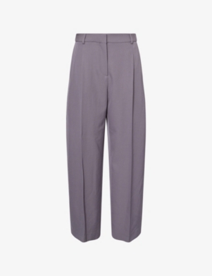 Alaïa Womens Acier Straight-leg Tailored Wool Capri Trousers In Gray