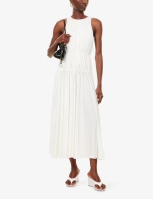 Alaïa Womens Blanc Draped Sleeveless Woven Maxi Dress In White