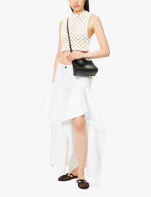 ALAIA: Ruffled Split Denim Jeans