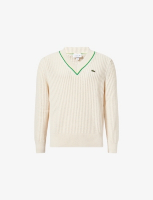 LACOSTE: Regular-Fit V-Neck Cotton-Blend Jumper