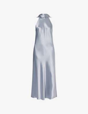 GALVAN: Sienna Halterneck Satin Midi Dress