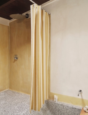 Ferm Living Warm Yellow Parchment Chambray Cotton Shower Curtain
