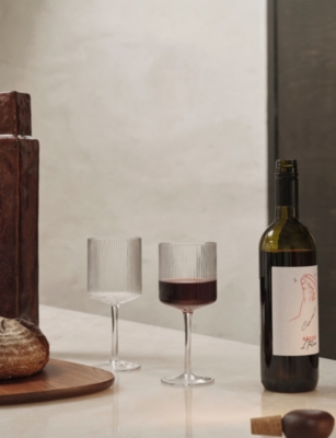 Ferm Living Clear Ripple Wine Glasses Set Of Two