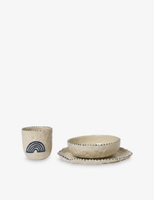 Ferm Living Deep Blue Naive Hand-painted Ceramic Set