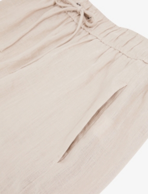 Reiss Womens Willow Elasticated-waist Relaxed-fit Linen-blend Shorts Neutral In Neutral