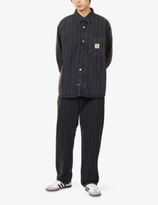 Carhartt Work In Progress Rylan Stripe Cotton Denim Button-up Shirt Jacket In Black