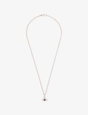 VIVIENNE WESTWOOD: Man. New Petite Orb Platinum-Plated Brass And Crystal Pendant Necklace