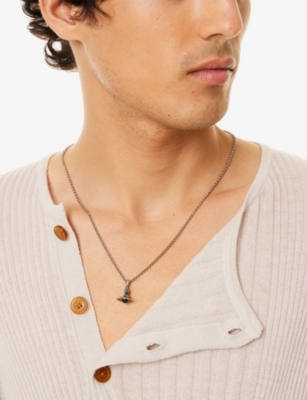 Vivienne Westwood Mens  Man. New Petite Orb Platinum-plated Brass And Crystal Pendant Necklace