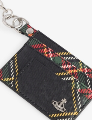 Vivienne Westwood Mens Aw25-chelsea Tartan Check Logo Faux-leather Card Holder