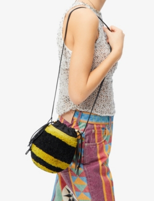 LOEWE: Loewe x Paula's Ibiza Bee Leather And Raffia Basket Bag