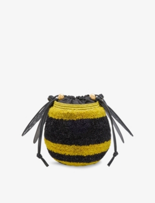 LOEWE: Loewe x Paula's Ibiza Bee Leather And Raffia Basket Bag