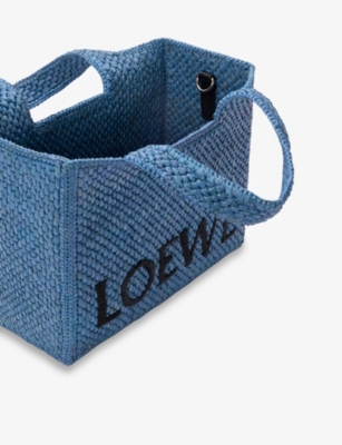 Loewe Small Font Woven-raffia Tote Bag In Light Blue