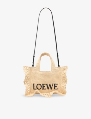LOEWE: Loewe x Paula's Ibiza Font Ruffle Small Woven Tote Bag