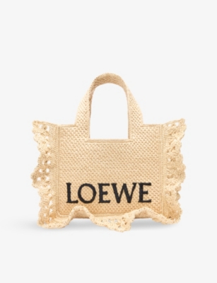 LOEWE: Loewe x Paula's Ibiza Font Ruffle Small Woven Tote Bag