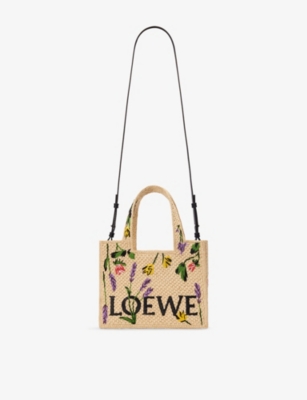 LOEWE: Loewe x Paula's Ibiza Font Flowers Small Woven Tote Bag