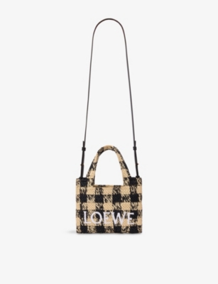 LOEWE: Loewe x Paula's Ibiza Font Gingham Mini Woven Tote Bag