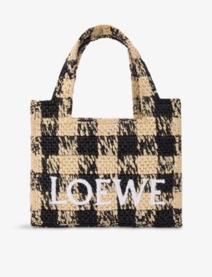 LOEWE: Loewe x Paula's Ibiza Font Gingham Mini Woven Tote Bag