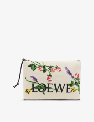 LOEWE: Loewe x Paula's Ibiza Oblong Flowers Cotton-Canvas Pouch