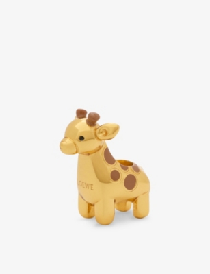Loewe Gold  X Paula's Ibiza Giraffe Dice Enamelled Brass Charm In Gold