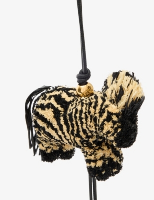 LOEWE: Loewe x Paula's Ibiza Zebra Raffia and Leather Key Charm