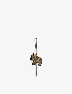 LOEWE: Loewe x Paula's Ibiza Zebra Raffia and Leather Key Charm
