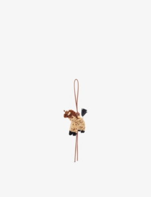 LOEWE: Loewe x Paula's Ibiza Giraffe Raffia and Leather Key Charm