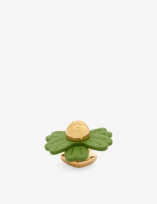 LOEWE: Loewe x Paula's Ibiza Flower Brass and Leather Pin