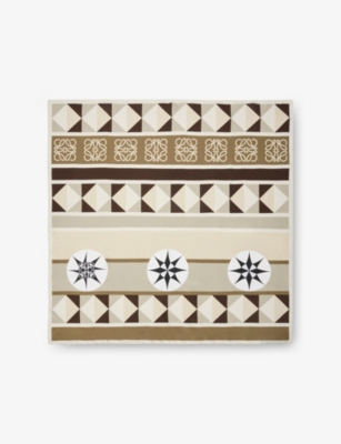 LOEWE: Loewe x Paula's Ibiza Anagram Geometric-Print Silk Scarf