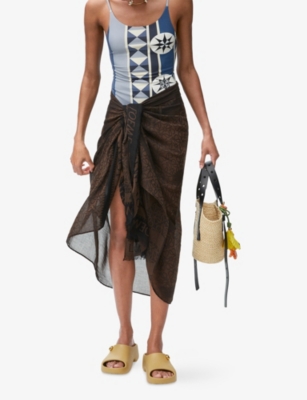 LOEWE: Loewe x Paula's Ibiza Anagram Brand-Print Cotton Pareo